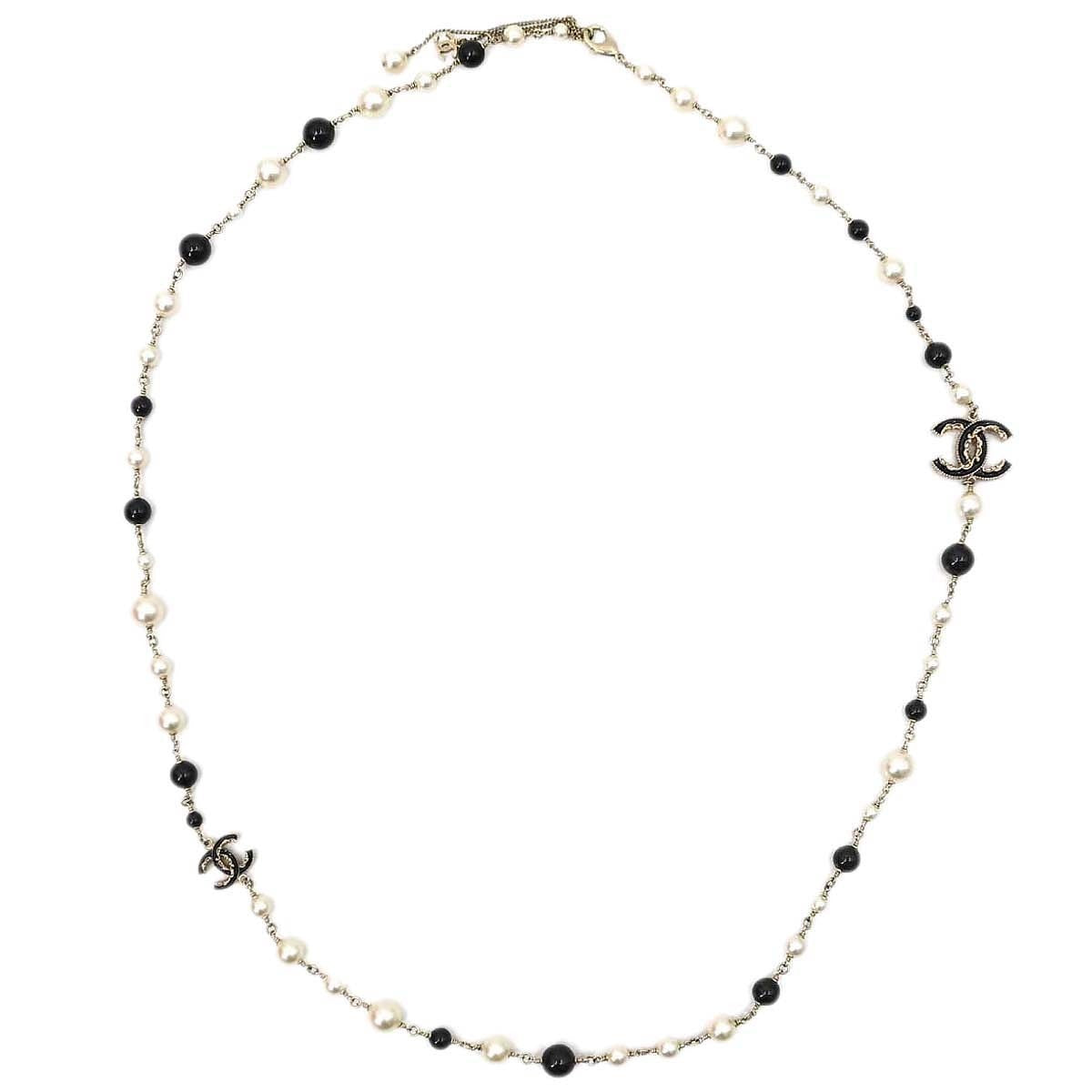 Chanel Cc Necklace Faux Pearl And Metal Gold Gold_Plated Necklace Jewelry (Pre-Owned)