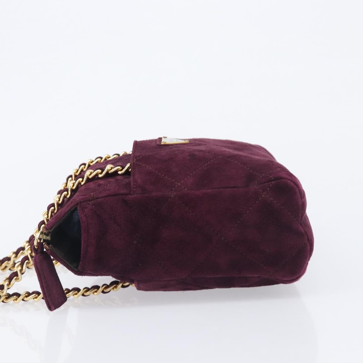 Prada Vintage Chain Flap Suede Burgundy Suede Shoulder Bag Bag (Pre-Owned)