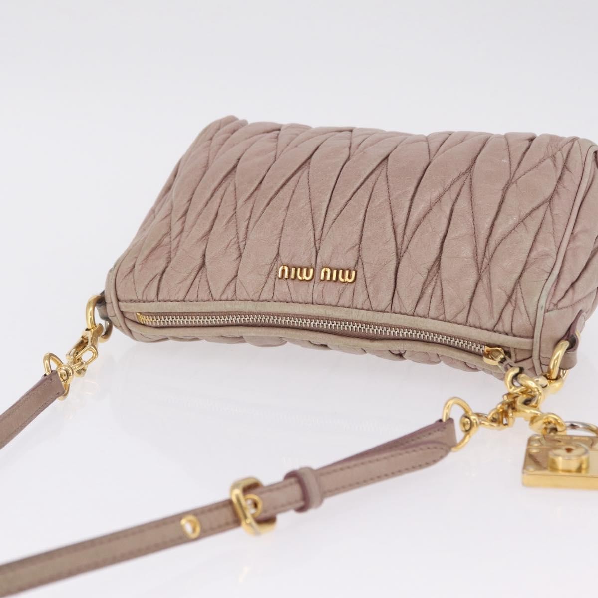 Miu Miu Shoulder Matelasse Leather Pink Leather Shoulder Bag Bag (Pre-Owned)