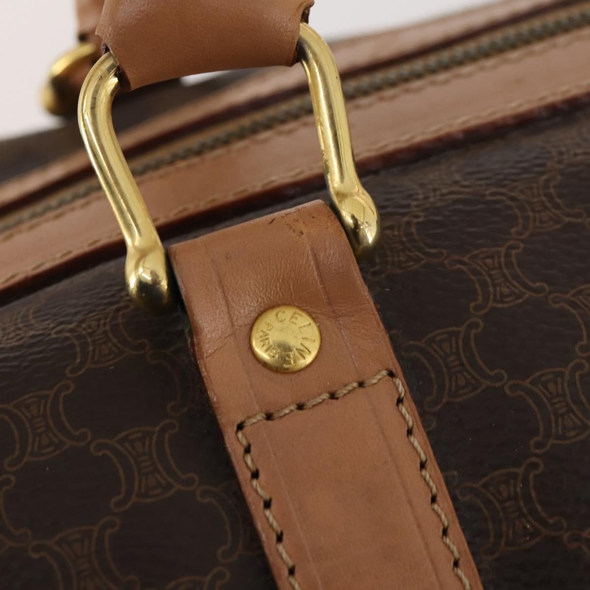 Celine Vintage Duffle Canvas And Leather Brown Canvas Travel Bag Bag (Pre-Owned)