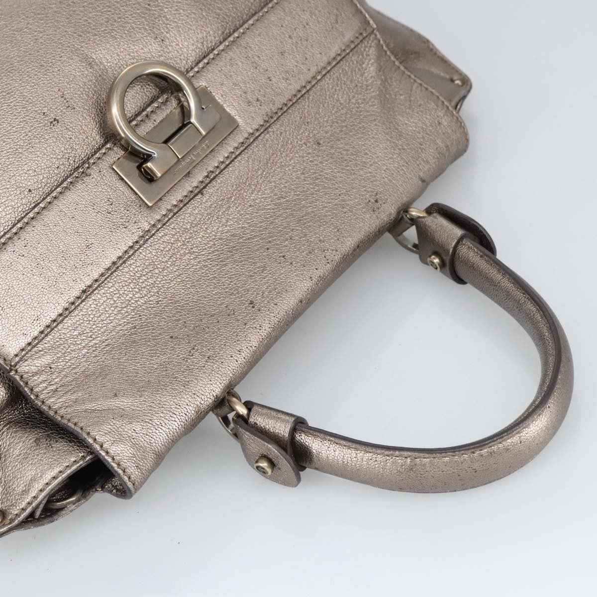 Salvatore Ferragamo Sofia Satchel Leather Silver Leather Handbag (Pre-Owned)