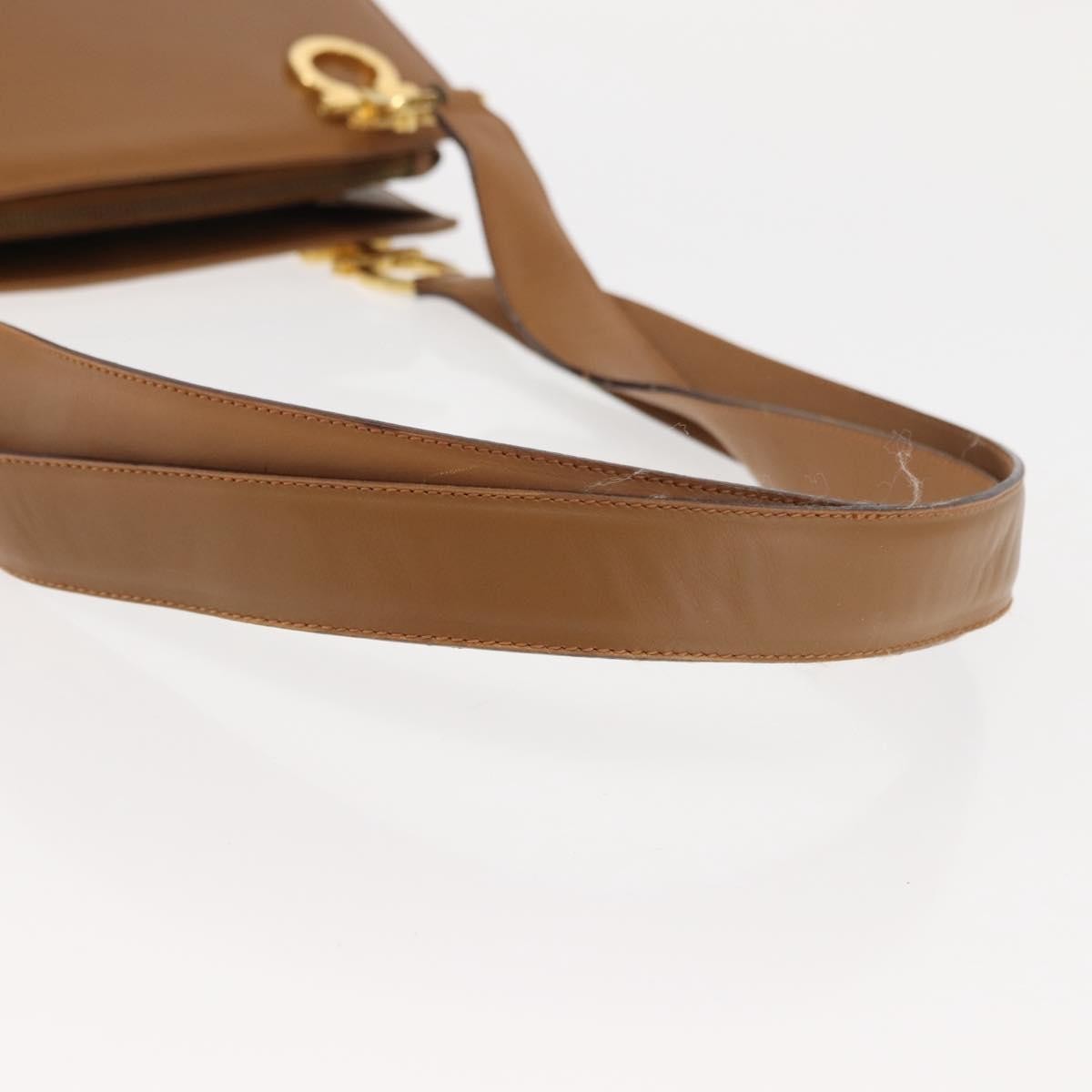 Salvatore Ferragamo Gancini Leather Beige Leather Shoulder Bag Bag (Pre-Owned)