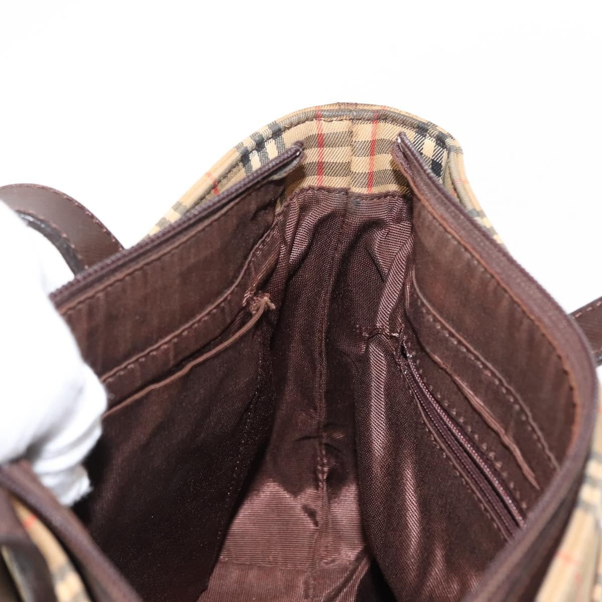 Burberry Nova Check Tote Canvas And Leather Beige Canvas Handbag (Pre-Owned)