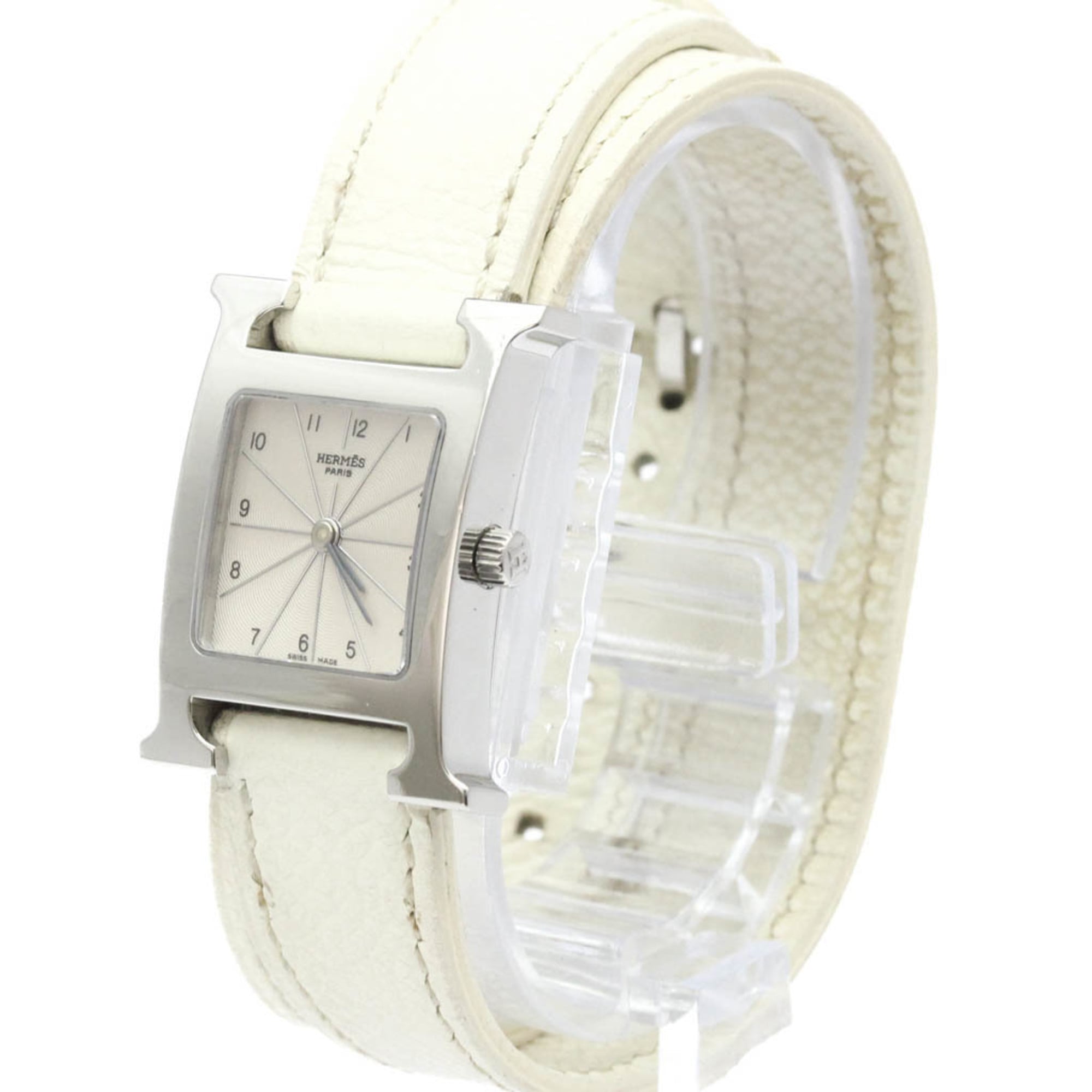 Hermes Heure H Double Tour Quartz Stainless Steel And Leather Watch (Pre-Owned)