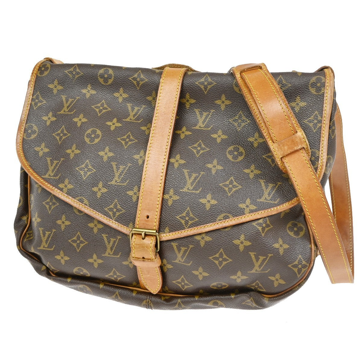 Louis Vuitton Saumur Monogram Brown Canvas Shoulder Bag Bag (Pre-Owned)