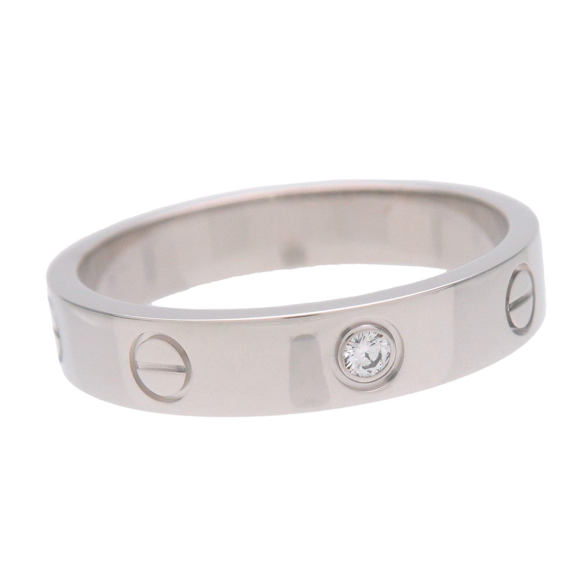 Cartier Love 1 Diamond Band Platinum With Diamond Silver White_Gold Ring Jewelry (Pre-Owned)