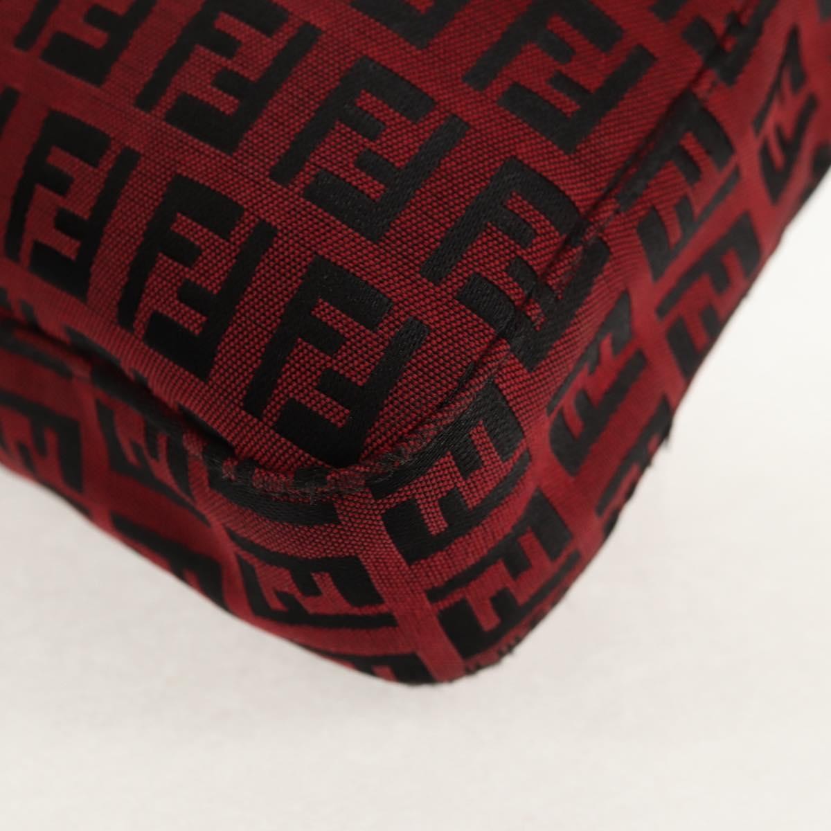 Fendi Baguette Zucchino Canvas Red Canvas Handbag (Pre-Owned)