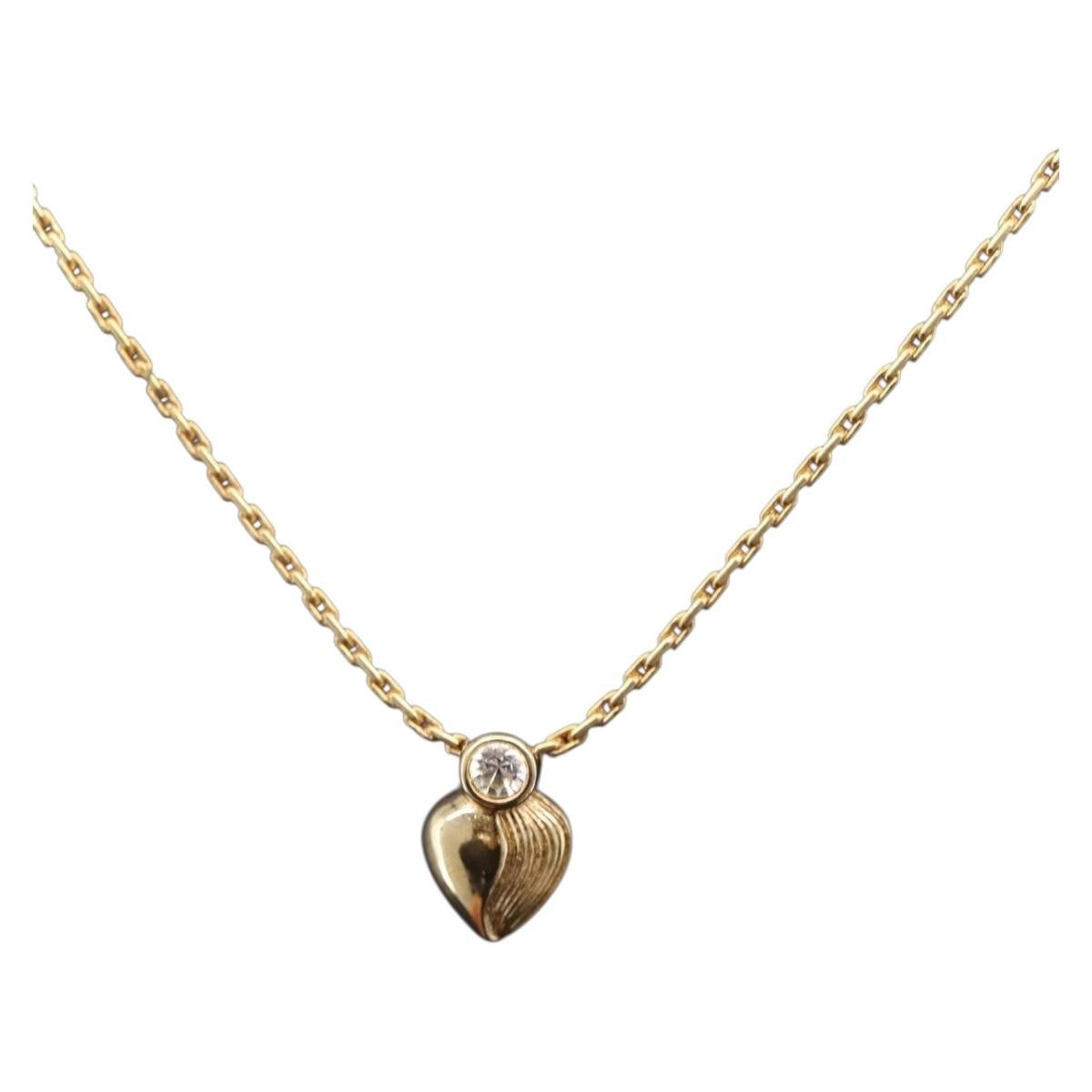 Christian Dior Logo Heart Pendant Metal Gold Metal Necklace Jewelry (Pre-Owned)