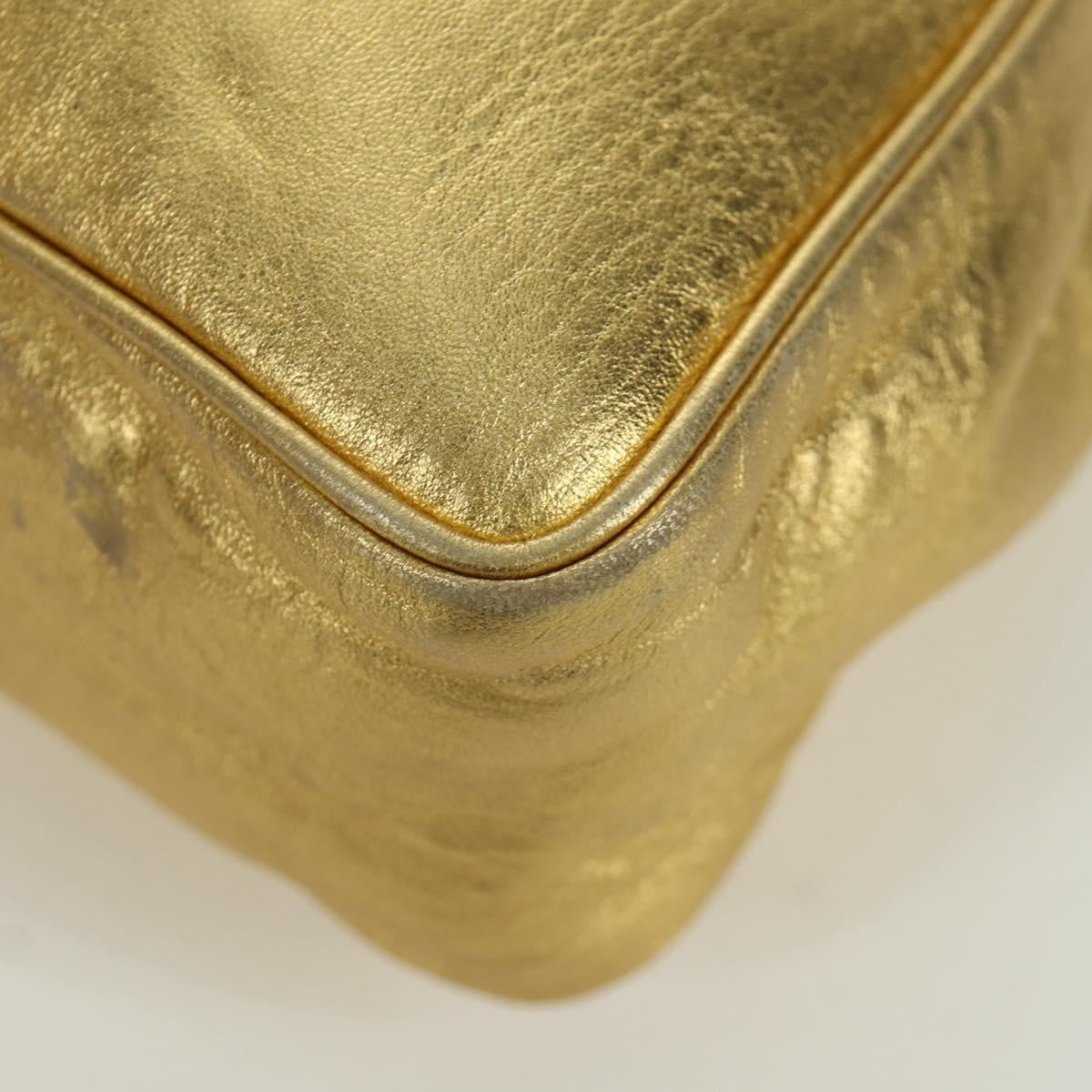 Bottega Veneta Backpack Leather With Intrecciato Gold Leather Backpack Bag (Pre-Owned)