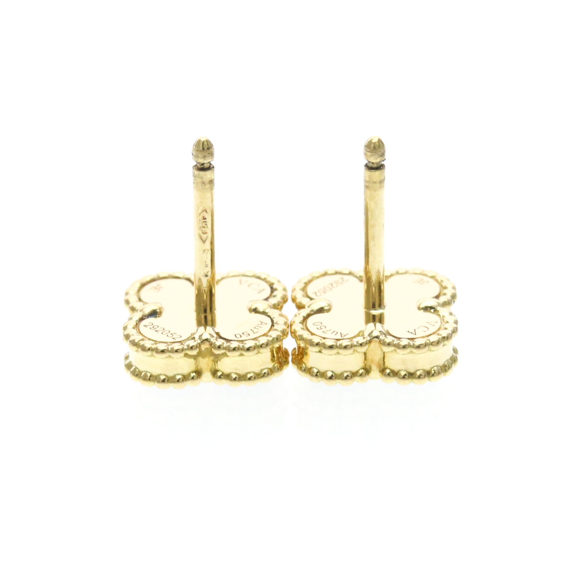 Van Cleef & Arpels Sweet Alhambra Stud 18K Yellow Gold And Onyx Gold Yellow_Gold Earrings Jewelry (Pre-Owned)