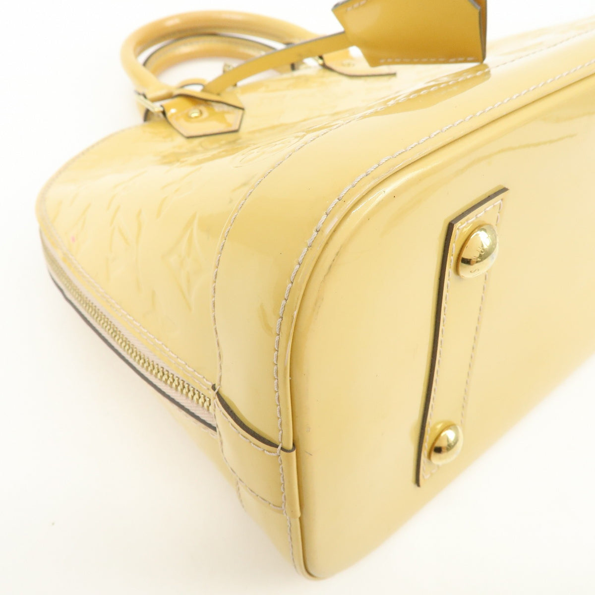 Louis Vuitton Alma Monogram Vernis Yellow Patent_Leather Handbag (Pre-Owned)