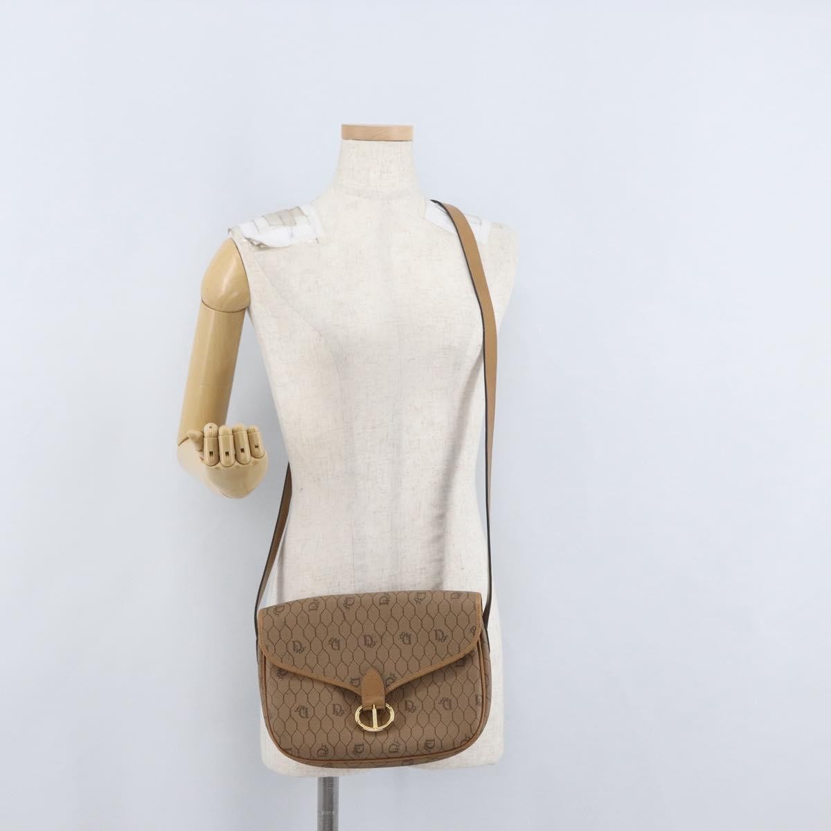 Christian Dior Vintage Honeycomb Canvas And Leather Beige Canvas Shoulder Bag Bag (Pre-Owned)