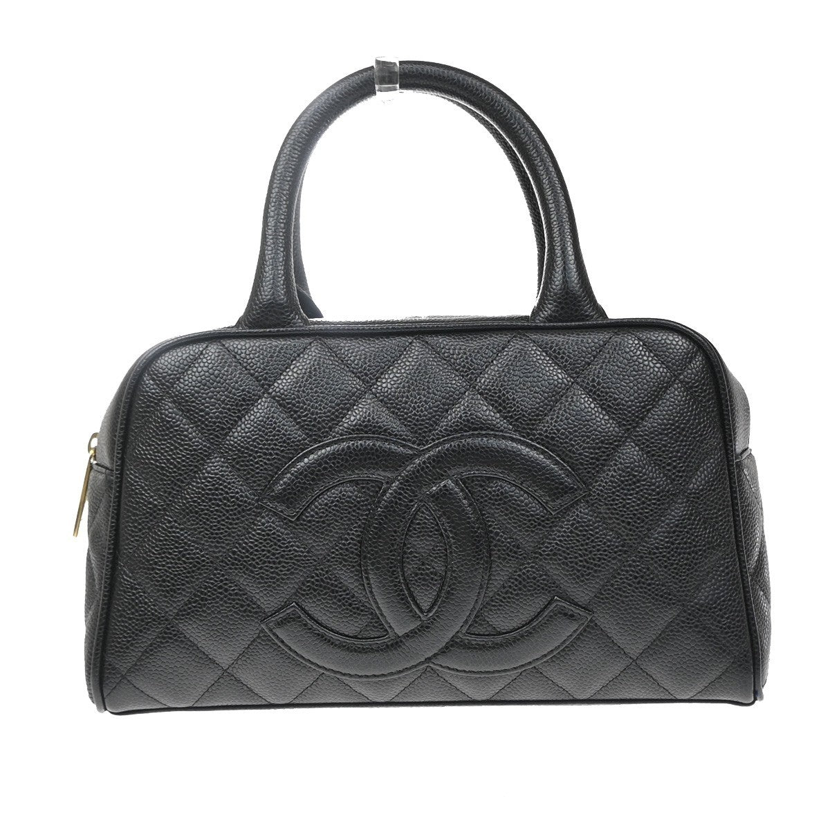Chanel Timeless Cc Bowler Quilted Caviar Black Leather Handbag (Pre-Owned)