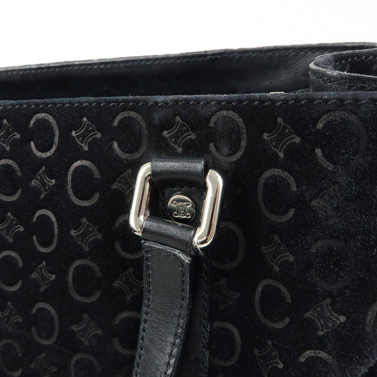 Celine C Macadam Tote Pvc Leather/ Macadam Canvas Black Suede Shoulder Bag Bag (Pre-Owned)