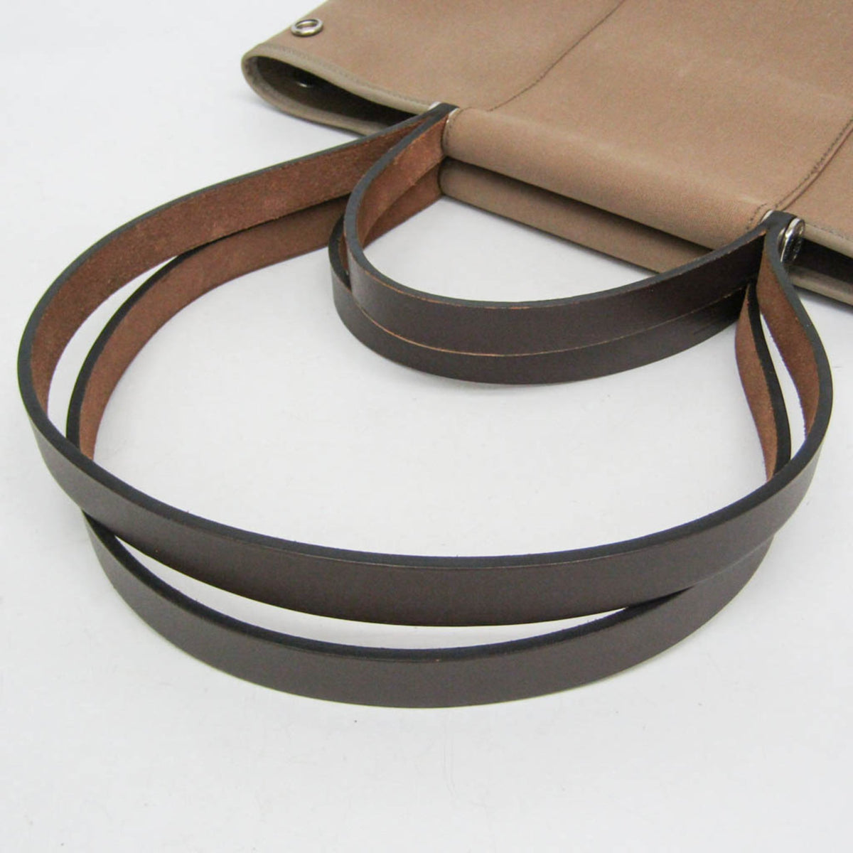 Hermes Cabag Toile And Leather Brown Canvas Handbag (Pre-Owned)