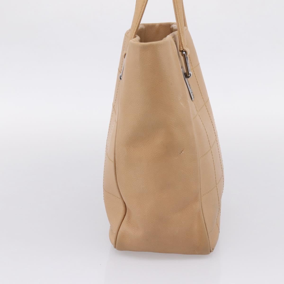 Chanel Chocolate Bar Coco Mark Leather Beige Leather Tote Bag Bag (Pre-Owned)