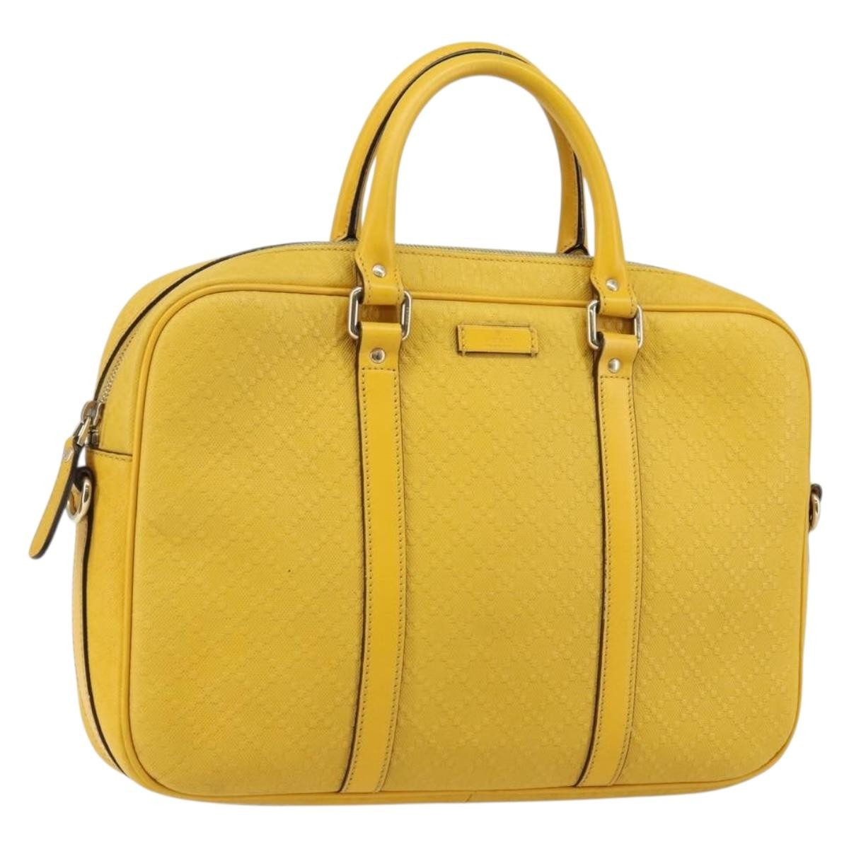 Gucci Diamante Bright Leather Yellow Leather Bag (Pre-Owned)