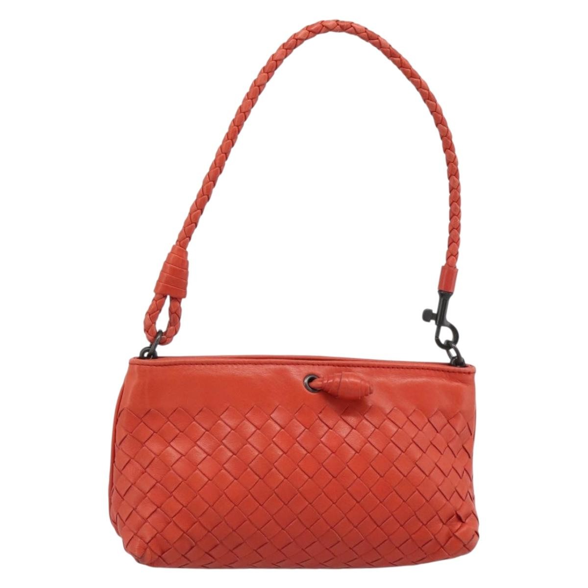 Bottega Veneta Zip Clutch Leather With Intrecciato Snakeskin Detail Red Leather Clutche & Pouche Bag (Pre-Owned)
