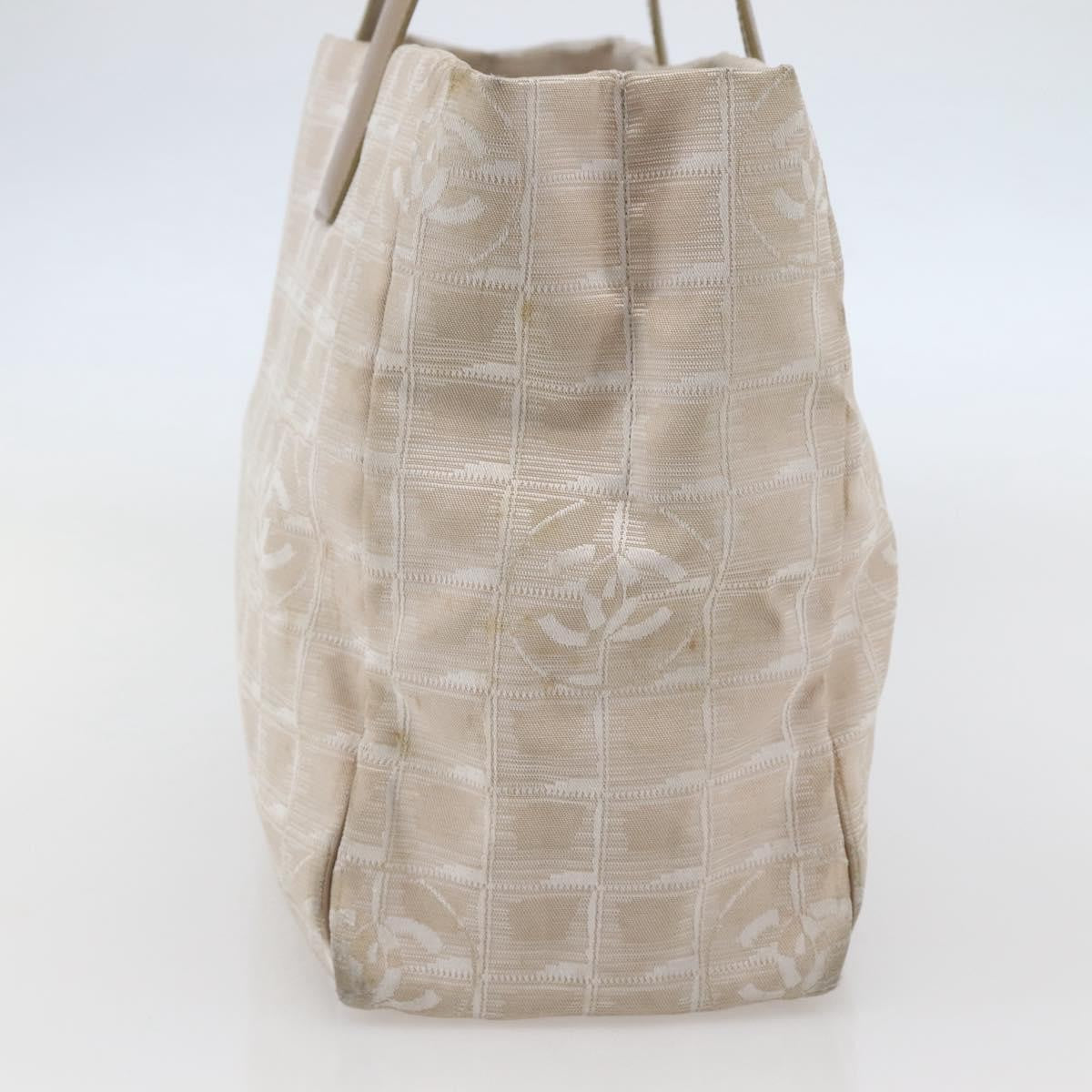 Chanel Travel Line Tote Nylon Beige Nylon Bag (Pre-Owned)