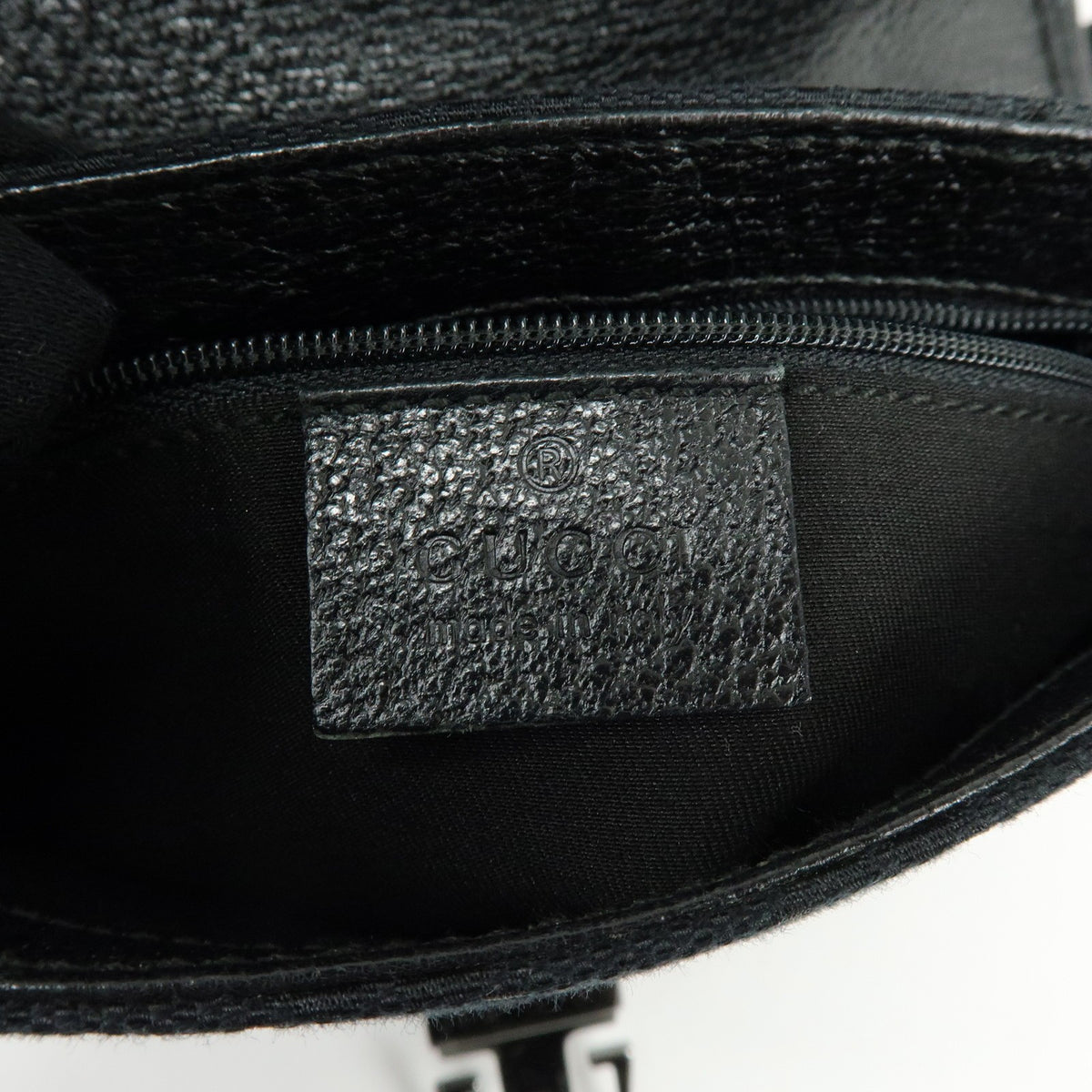 Gucci Buckle Belt Gg Canvas Black Canvas Handbag (Pre-Owned)