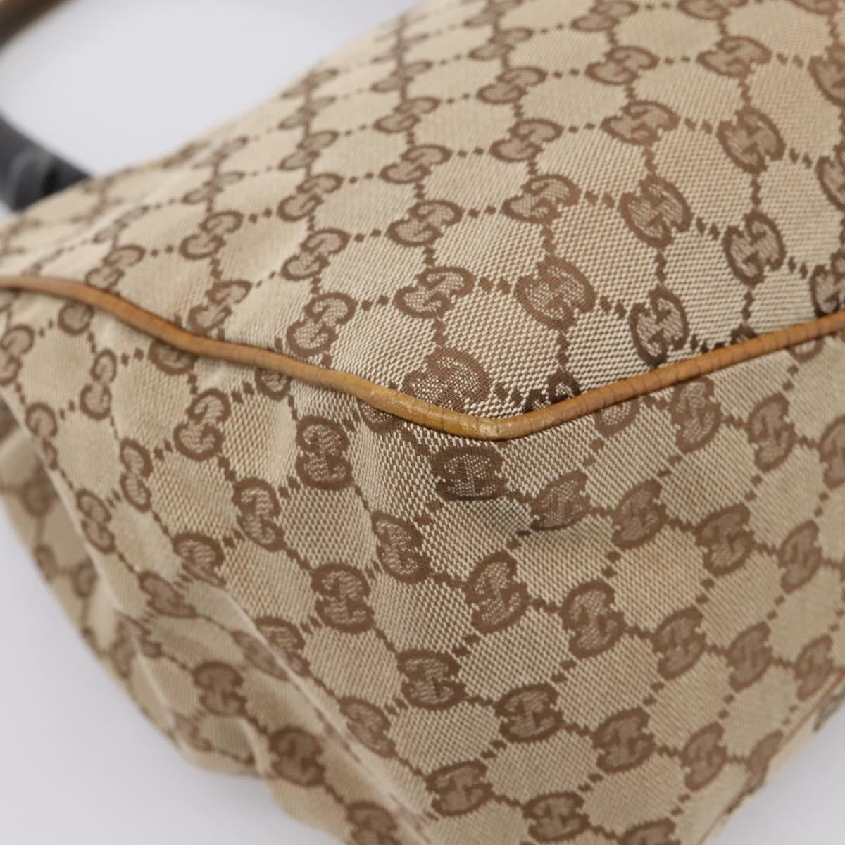 Gucci Vintage Bamboo Handle Gg Canvas Beige Canvas Tote Bag Bag (Pre-Owned)