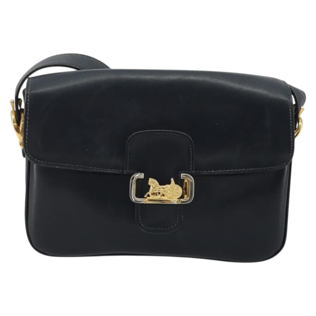 Celine Horse Carriage Leather Black Leather Shoulder Bag Bag (Pre-Owned)