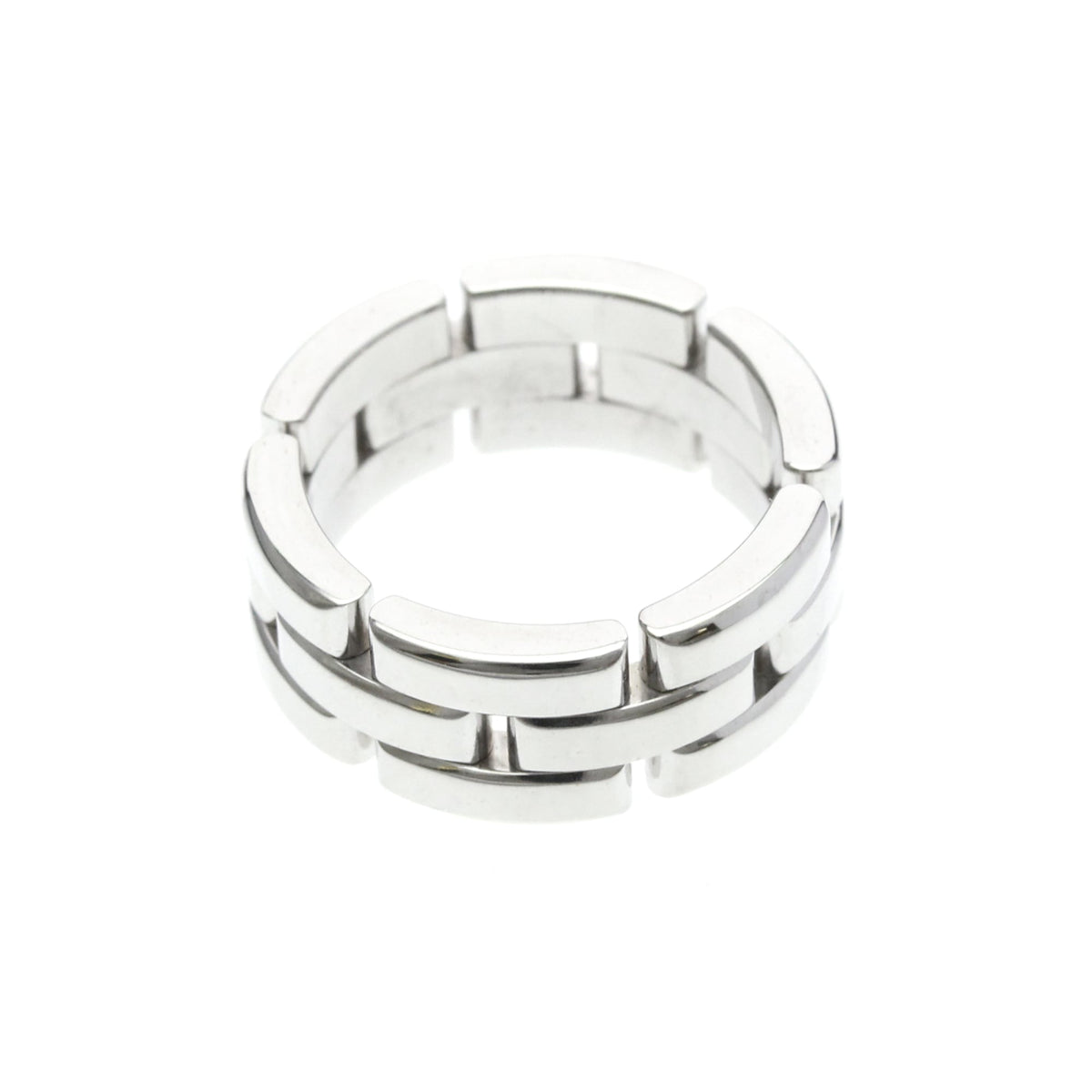 Cartier Maillon Panthere 3 Row 18K White Gold Silver White_Gold Ring Jewelry (Pre-Owned)