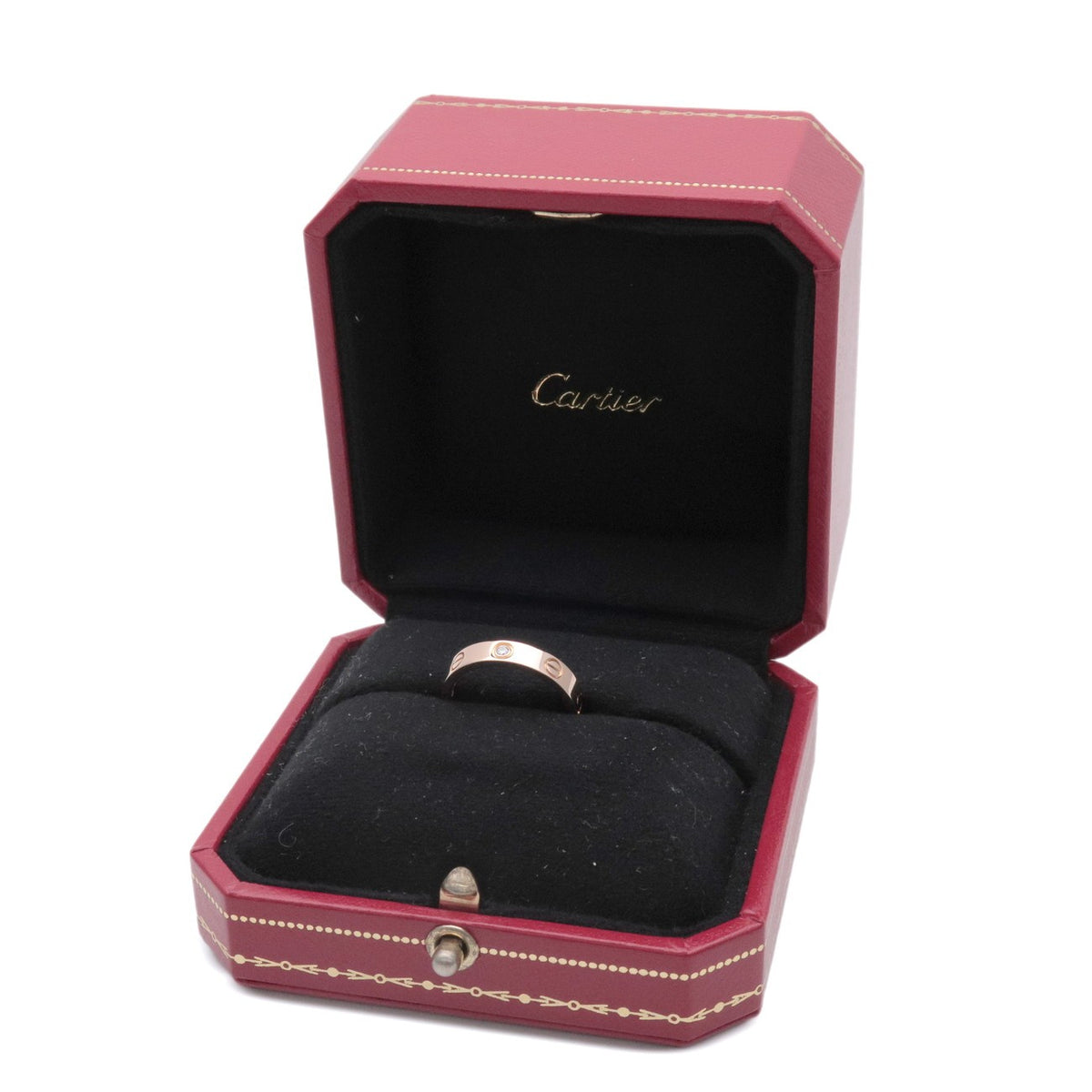 Cartier Love Wedding Band 1 Diamond 18K Rose Gold With Diamond Gold Rose_Gold Ring Jewelry (Pre-Owned)