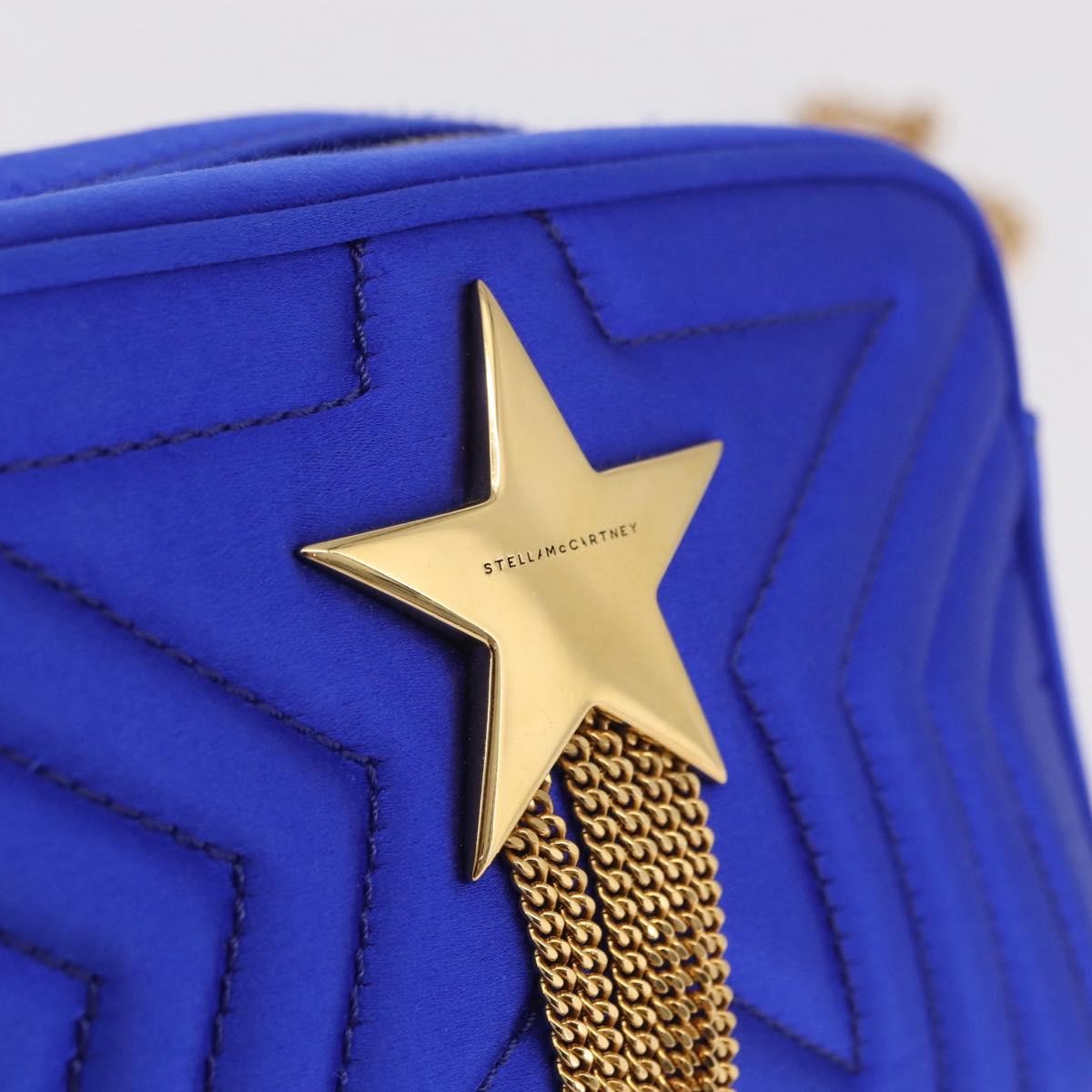 Stella Mccartney Stella Star Camera Quilted Satin Blue Satin Handbag (Pre-Owned)