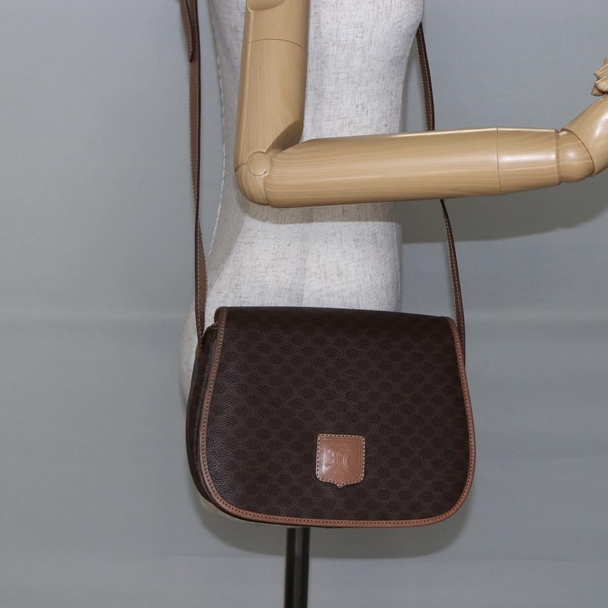 Celine Macadam Shoulder Pvc Leather Brown Canvas Shoulder Bag Bag (Pre-Owned)