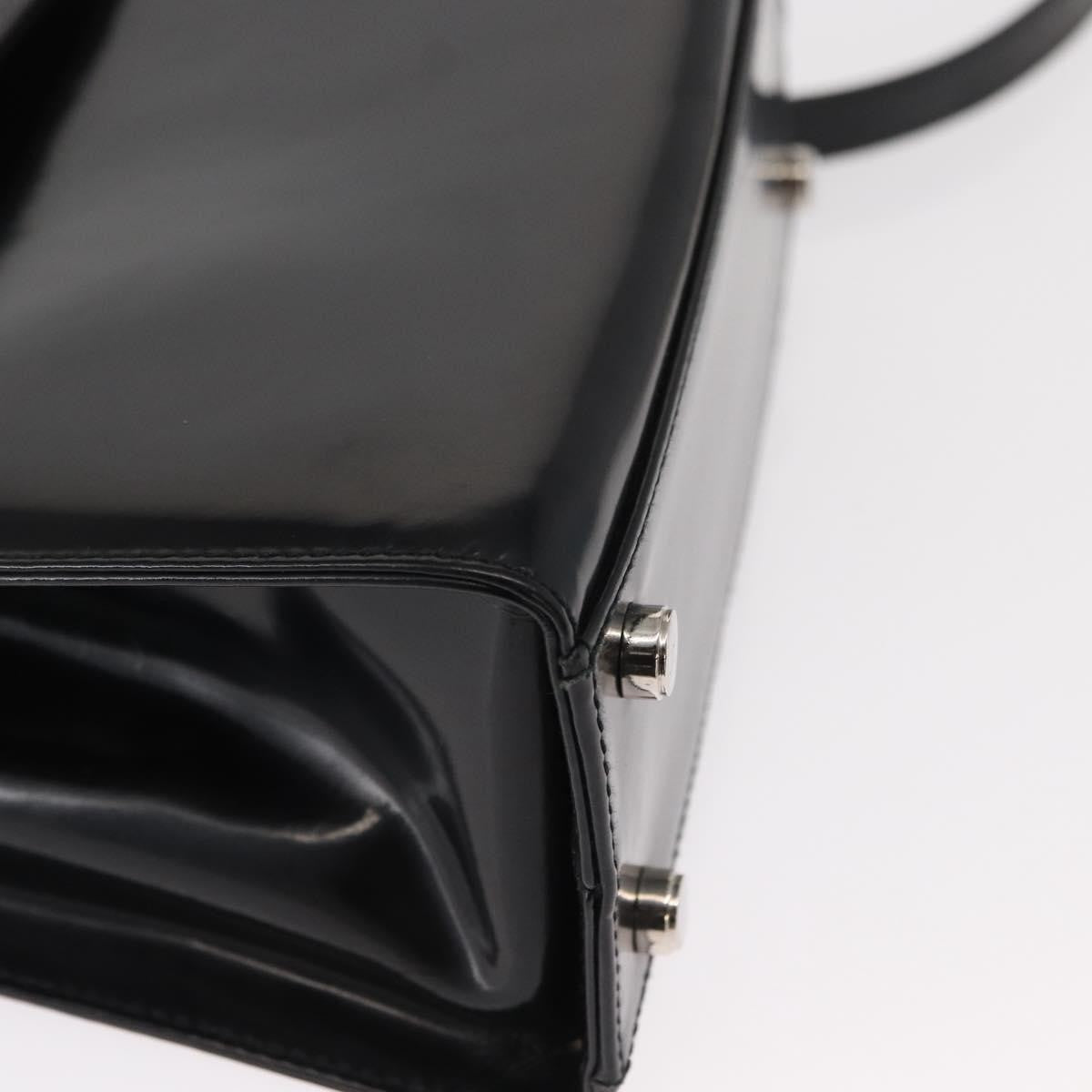Salvatore Ferragamo Gancini Leather Black Leather Handbag (Pre-Owned)