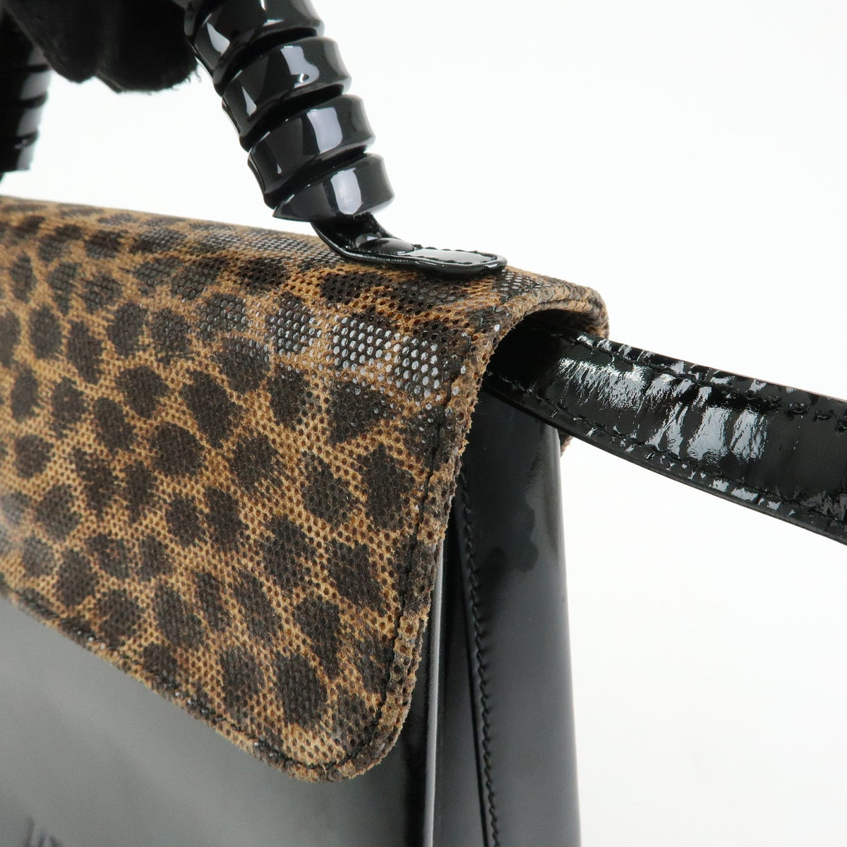 Loewe Vintage Velazquez Top Handle Leather Black Patent_Leather Handbag (Pre-Owned)