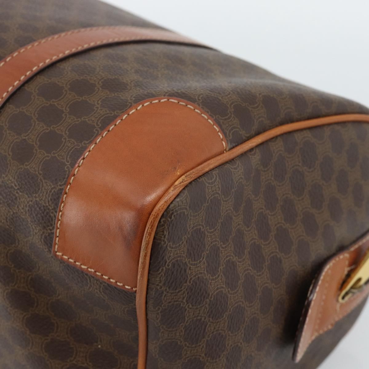 Celine Vintage Macadam Boston Canvas And Leather Brown Canvas Handbag (Pre-Owned)