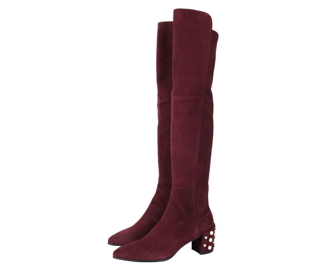 Stuart Weitzman Women's Bordeaux Suede Knee High Boot