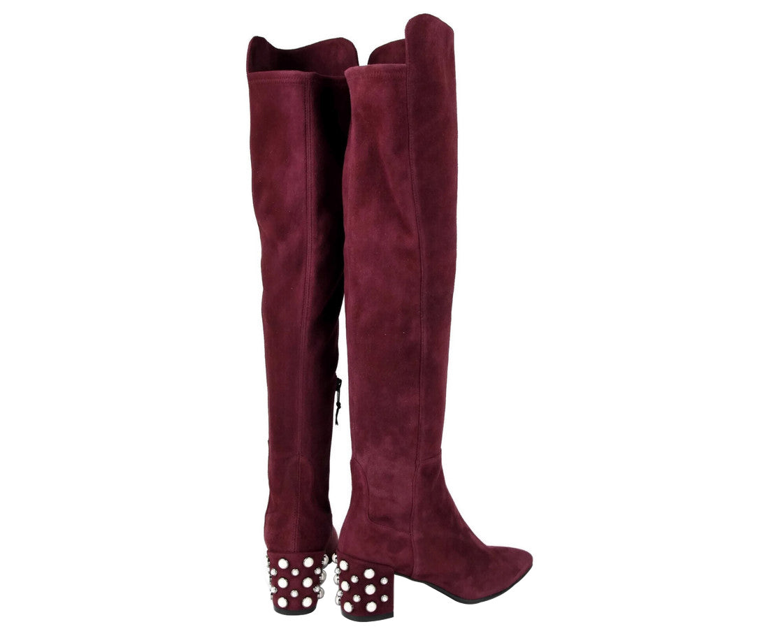 Stuart Weitzman Women's Bordeaux Suede Knee High Boot
