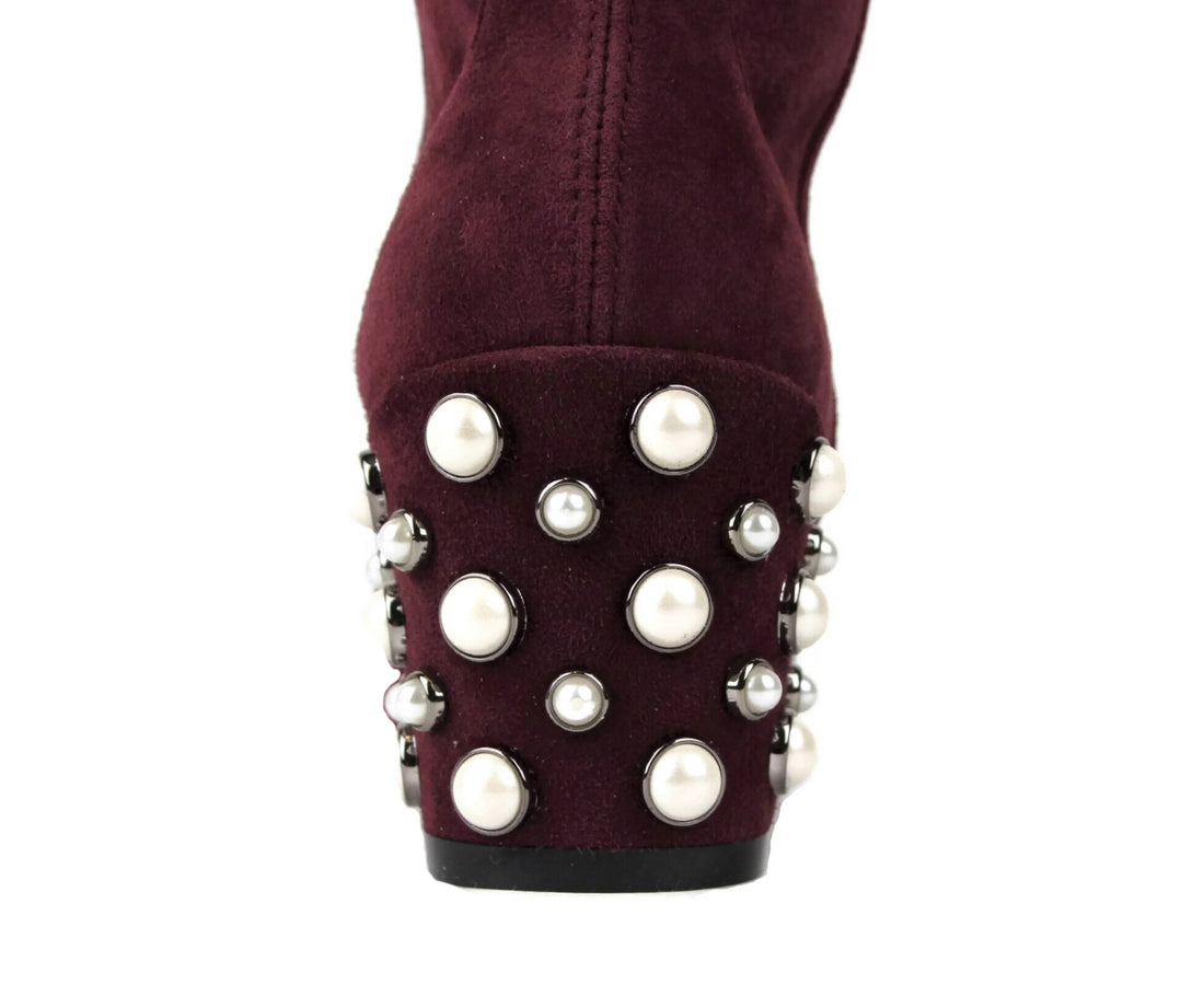 Stuart Weitzman Women's Bordeaux Suede Knee High Boot
