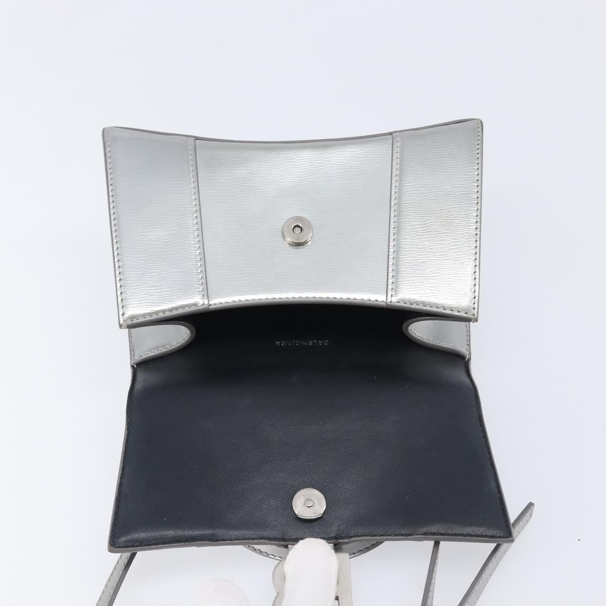 Balenciaga Hourglass Top Handle Leather Silver Leather Handbag (Pre-Owned)