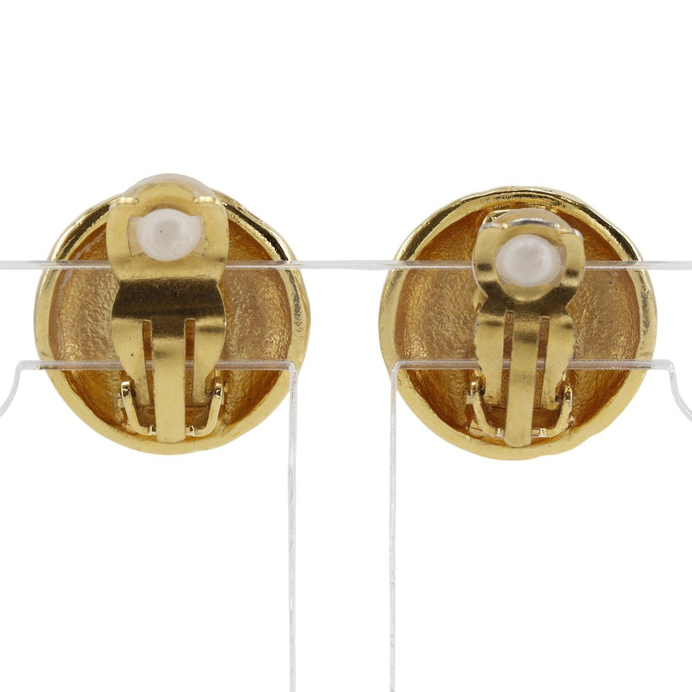 Chanel Vintage Cc Clip-On Metal Gold Gold_Plated Earrings Jewelry (Pre-Owned)