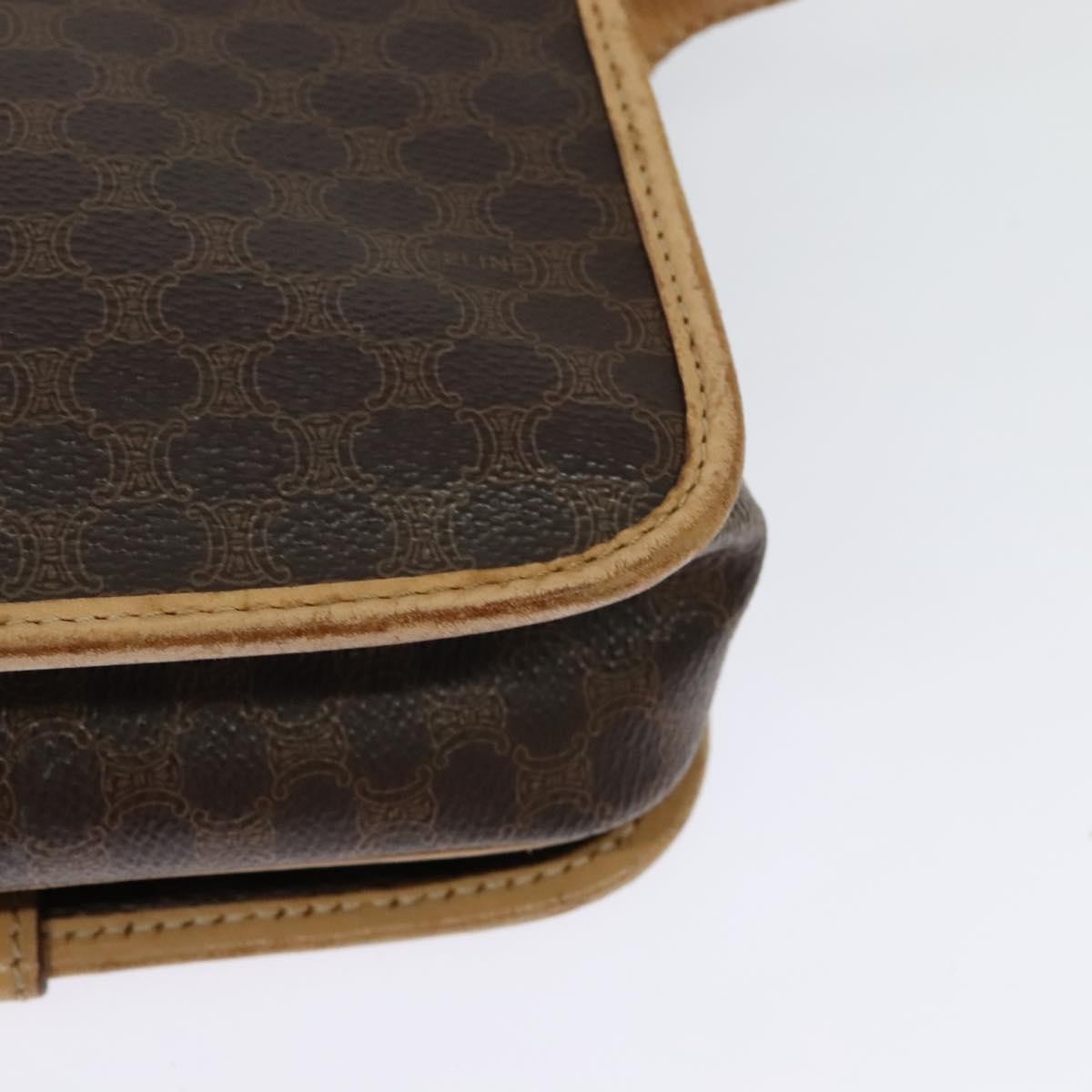 Celine Macadam Shoulder Pvc Leather Brown Canvas Bag (Pre-Owned)