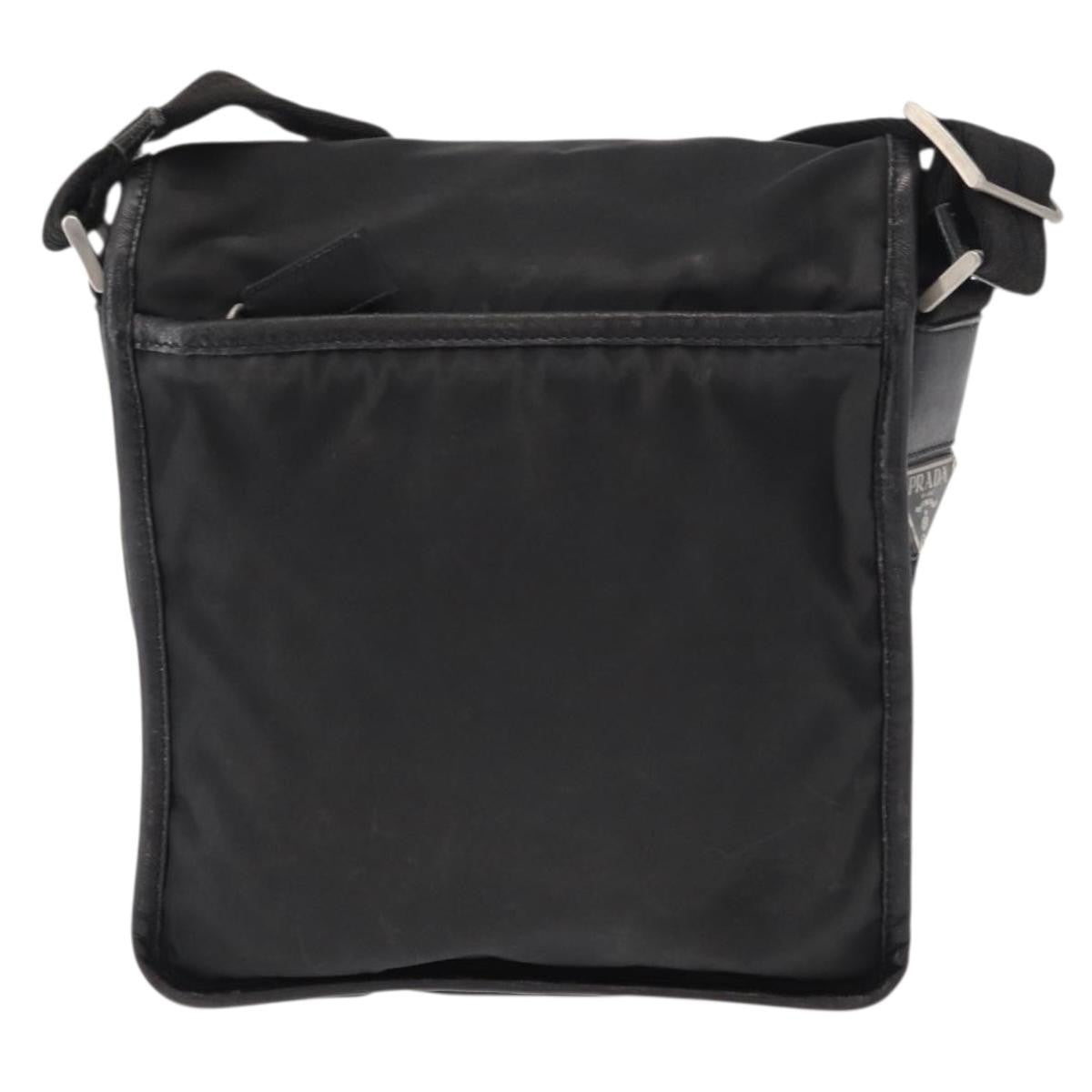Prada Logo Flap Messenger Tessuto Black Nylon Shoulder Bag Bag (Pre-Owned)