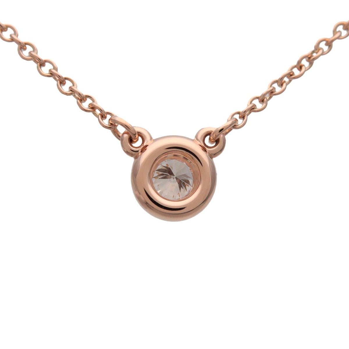 Tiffany & Co. Elsa Peretti Diamonds By The Yard Pendant 18K Rose Gold With Diamond Gold Rose_Gold Necklace Jewelry (Pre-Owned)