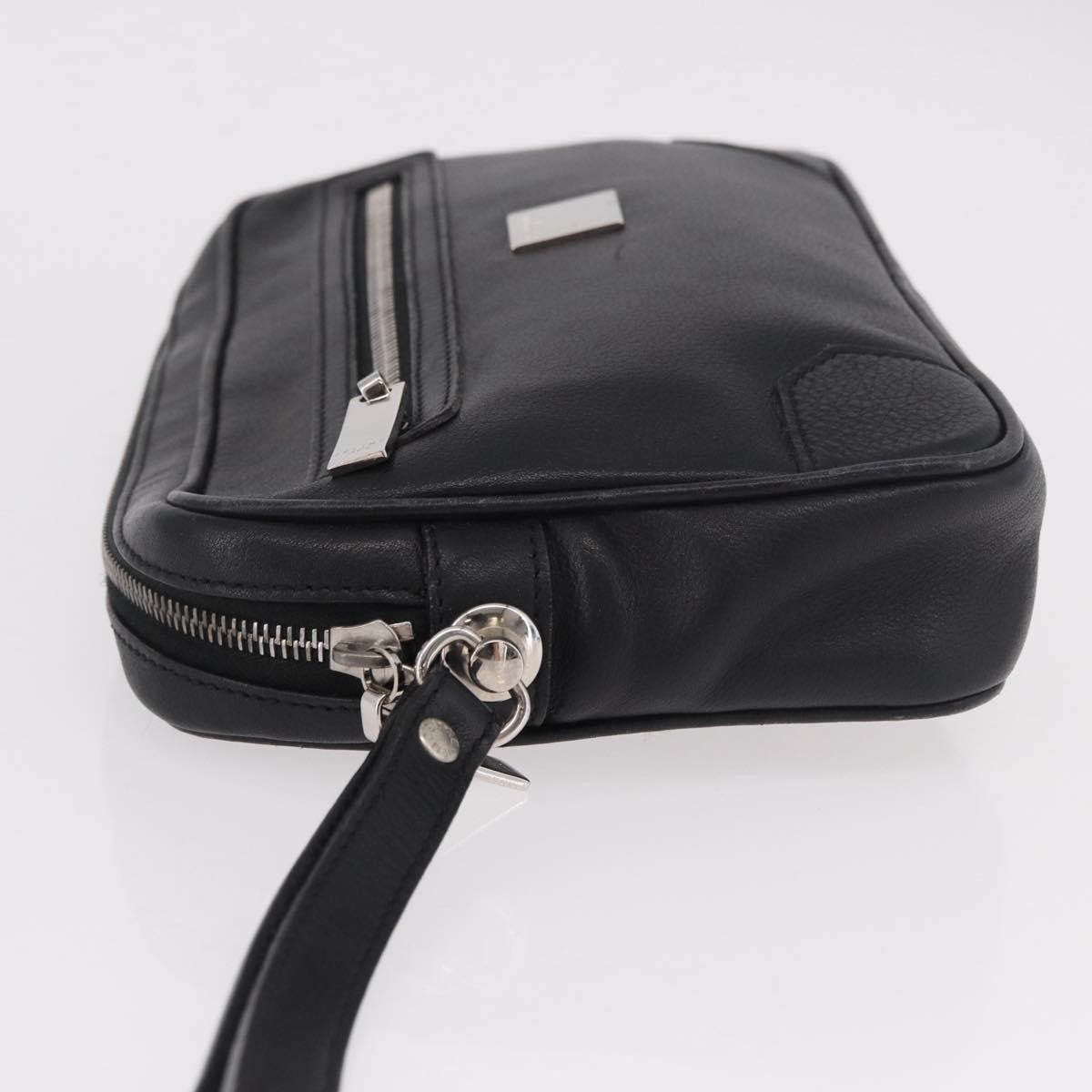 Celine Vintage Zip Wristlet Clutch Leather Black Leather Clutche & Pouche Bag (Pre-Owned)