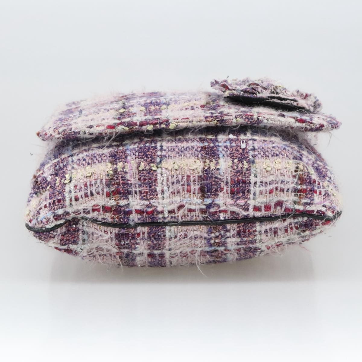 Chanel Camellia Messenger Tweed Purple Canvas Shoulder Bag Bag (Pre-Owned)