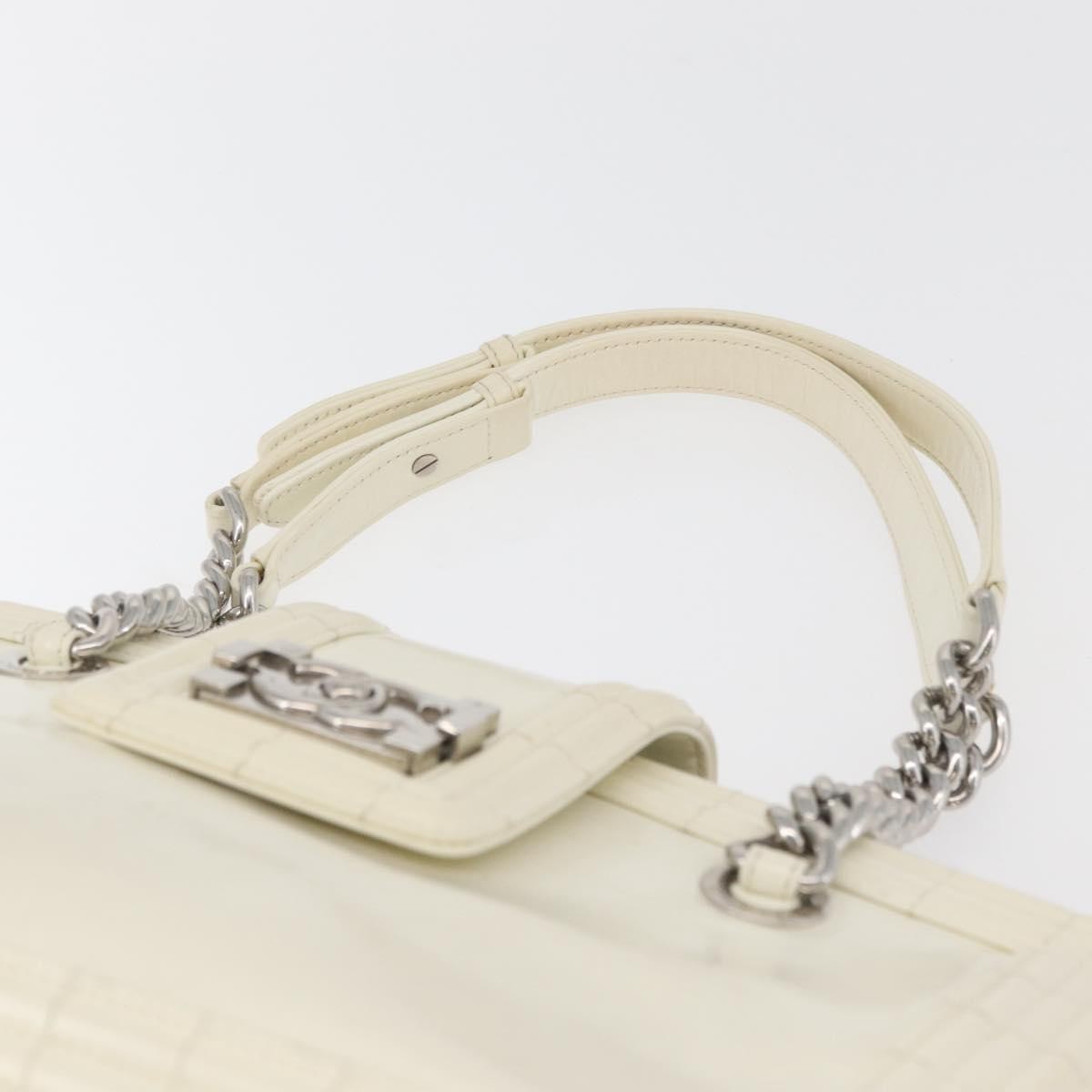 Chanel Boy Tote Glazed Calfskin White Patent_Leather Shoulder Bag Bag (Pre-Owned)