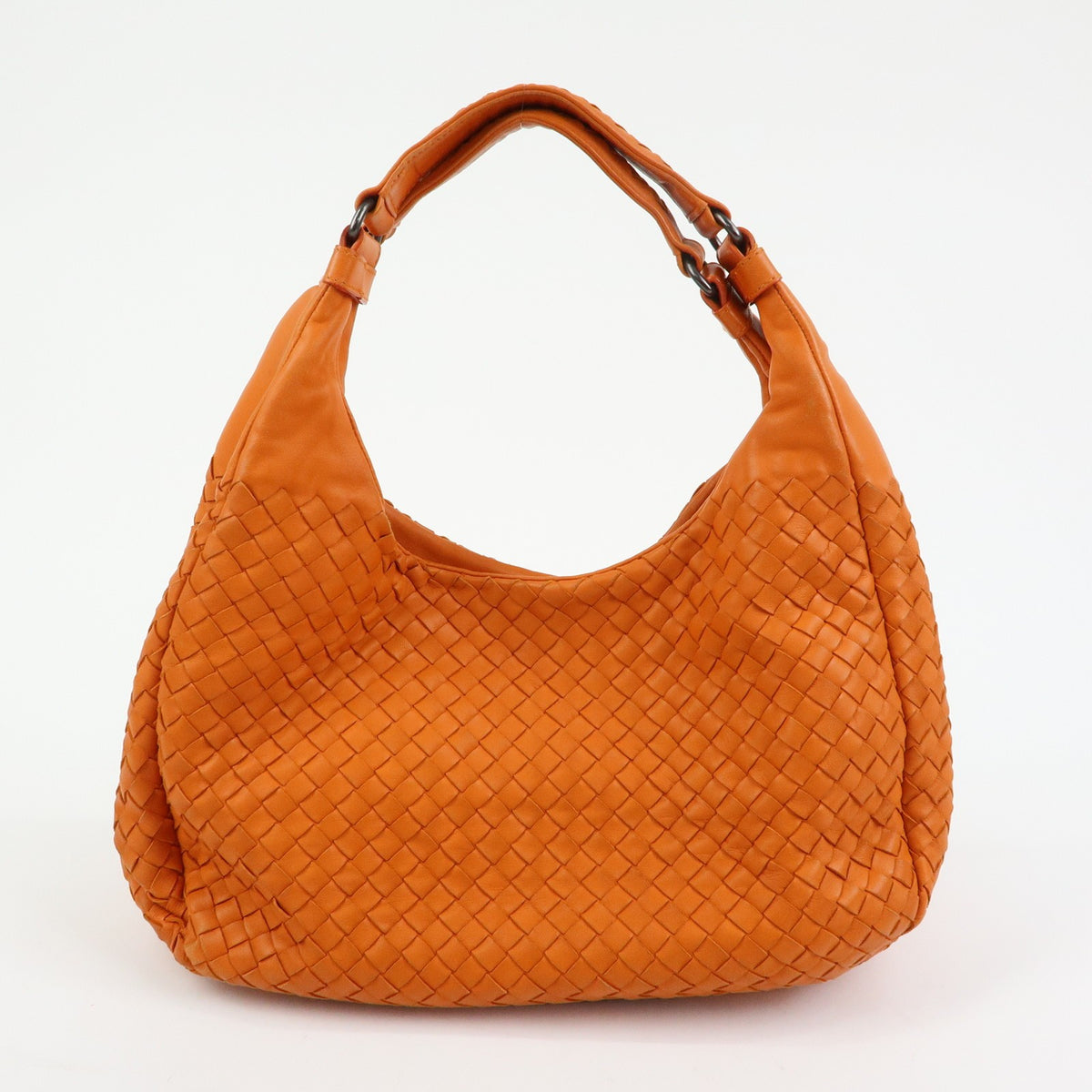 Bottega Veneta Campana Hobo Intrecciato Nappa Orange Leather Shoulder Bag Bag (Pre-Owned)