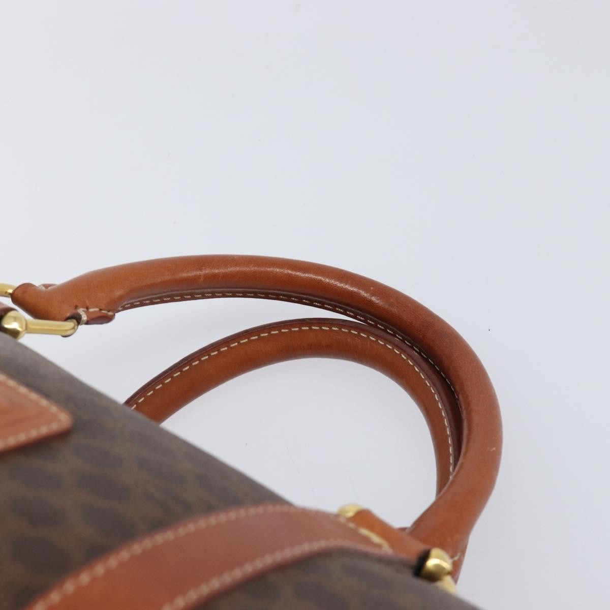 Celine Vintage Duffle Macadam Coated Canvas Brown Pvc Handbag (Pre-Owned)