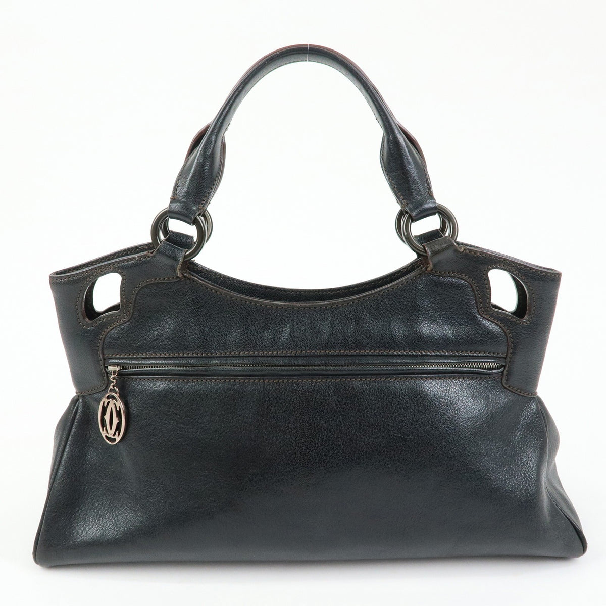 Cartier Marcello Leather Black Leather Handbag (Pre-Owned)