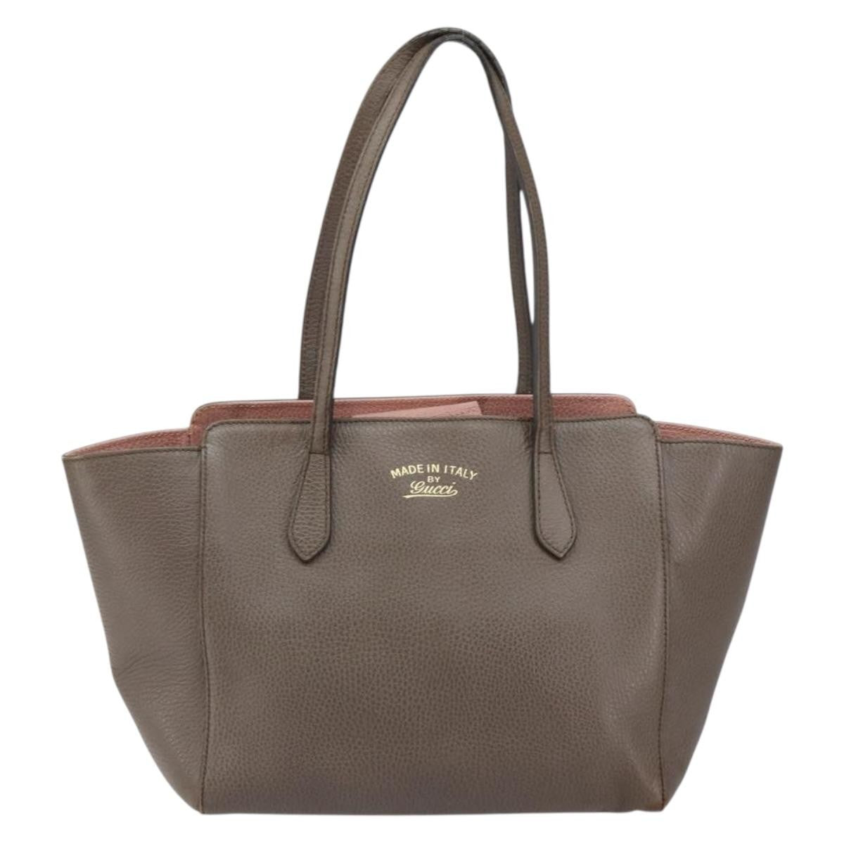 Gucci Swing Tote Leather Gray Leather Tote Bag Bag (Pre-Owned)