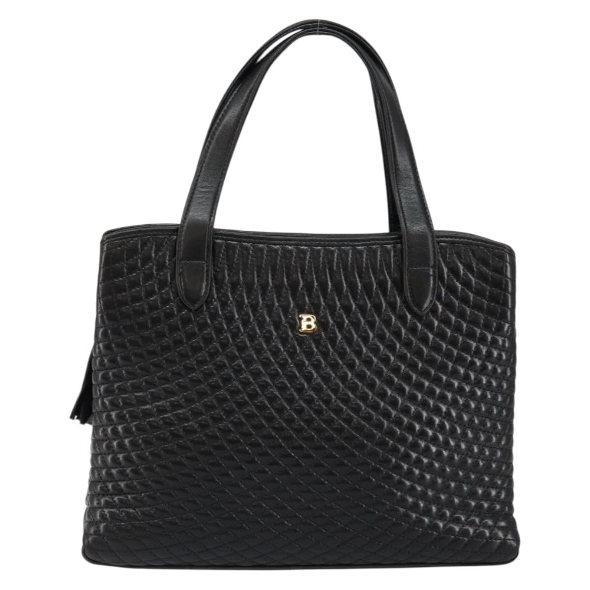 Bally Vintage Quilted Leather Black Leather Handbag (Pre-Owned)