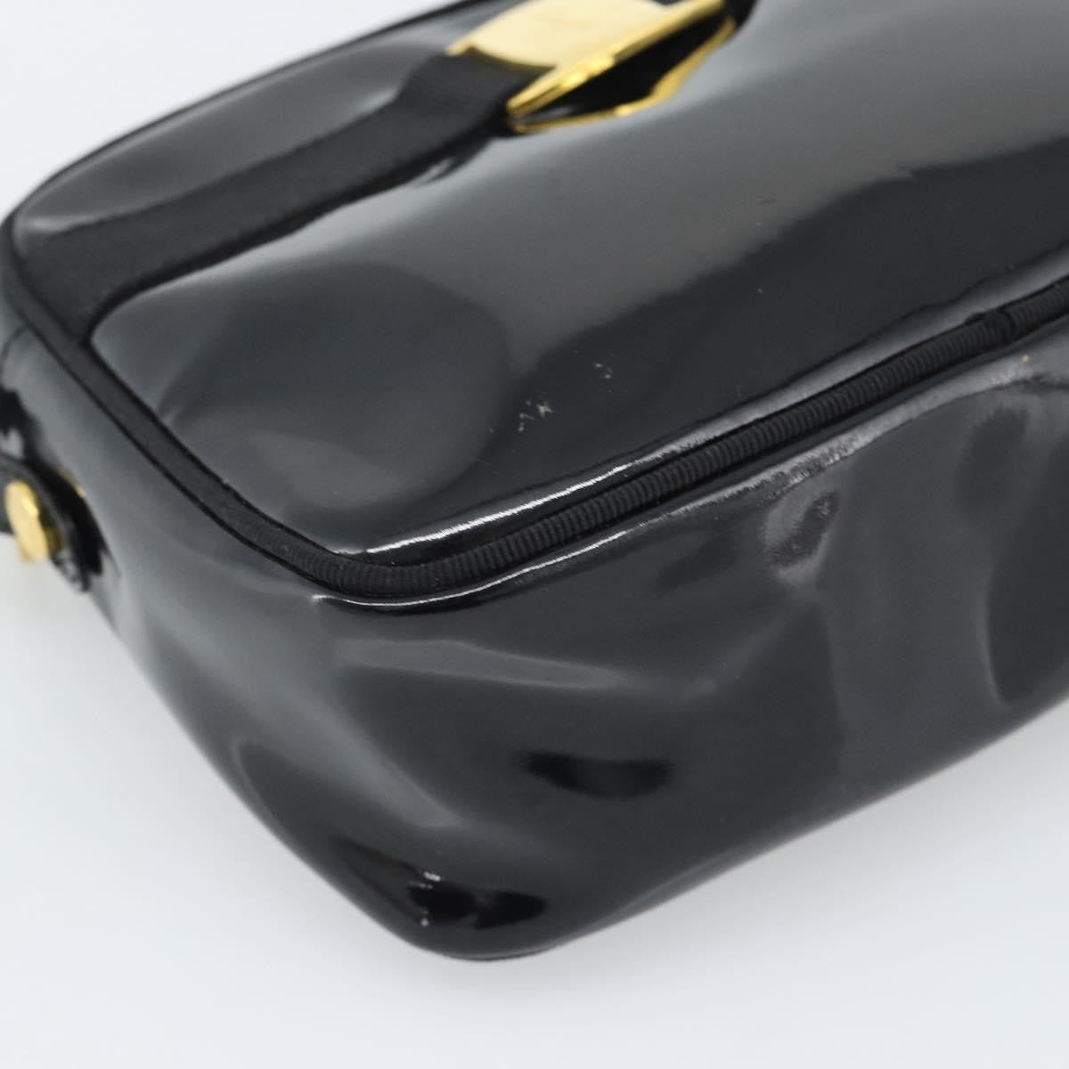 Salvatore Ferragamo Vala Patent Leather Black Patent_Leather Shoulder Bag Bag (Pre-Owned)